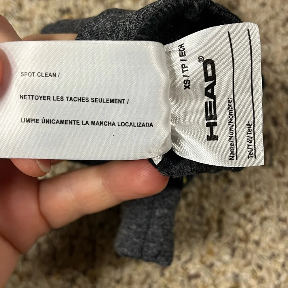 Head Charcoal Mittens with Vibrant Yellow Emblem